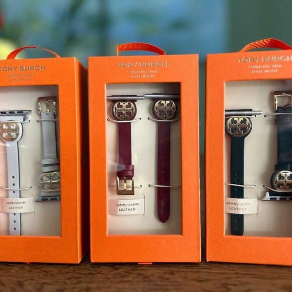 New! Tory Burch Apple Watch Band 38-40mm -Miller Collection, Leather - Picture 4 of 15